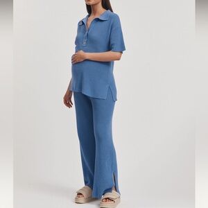 Blue Maternity Knit Set